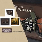 AJ045 VINTAGE WWII MOTORCYCLE 3D PAINTING | Collectible Metal scale model Motorcycle 3D Painting 